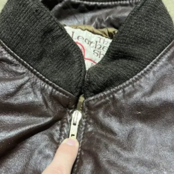 Vintage 70s Sears Brown Boxy Grunge Leather Jacket - Picture 2 of 3